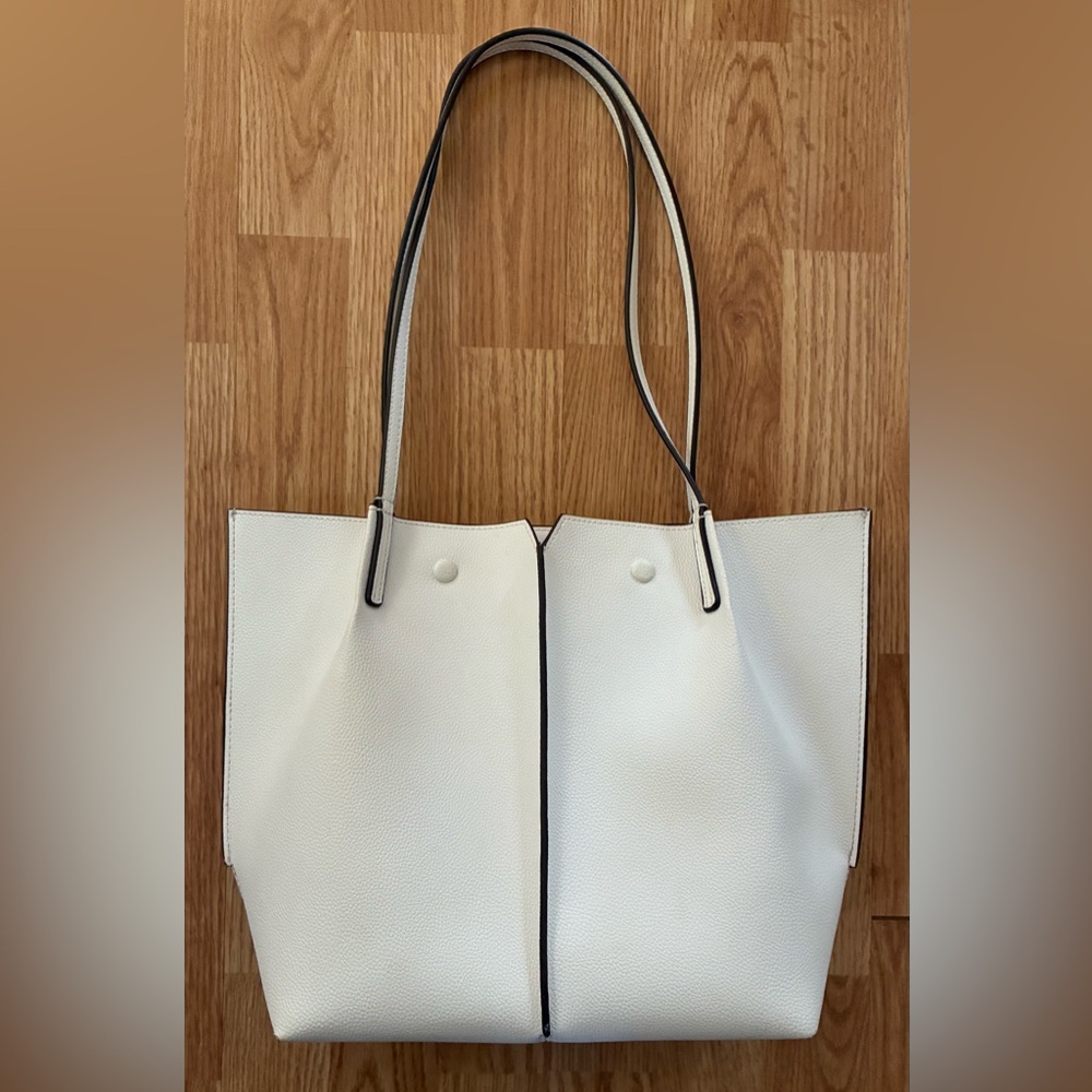 Sondra Roberts Squared Medium - Large White Faux Leather Shoulder Bag Purse